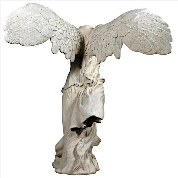Back View Nike of Samothrace statue replica Louvre Museum in Paris